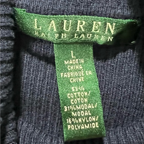 Ralph Lauren Blue and White Cowl Neck Sweater L - Picture 3 of 7